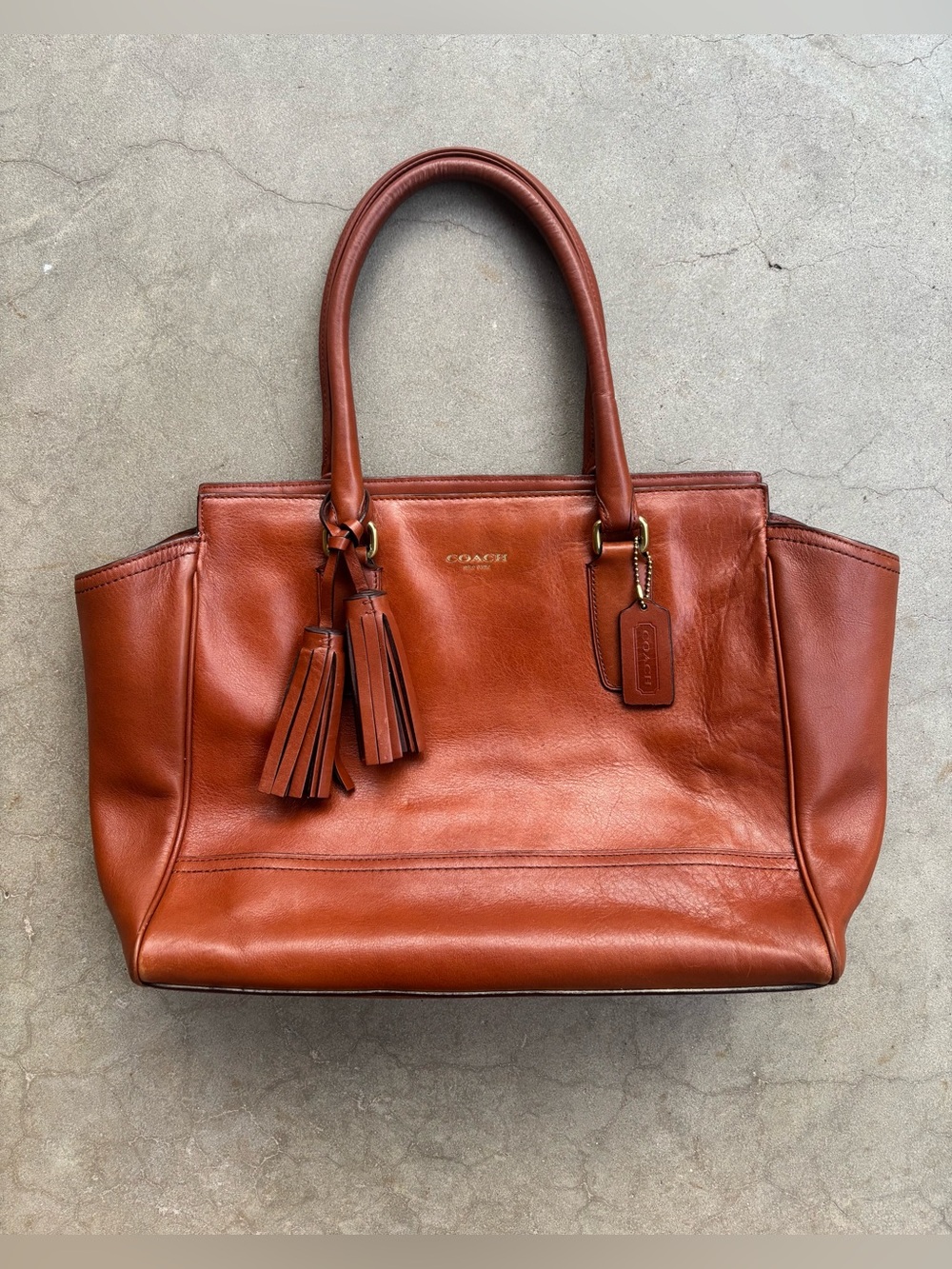 COACH Legacy Medium Candace Carryall Cognac Leather Tote Bag 19890